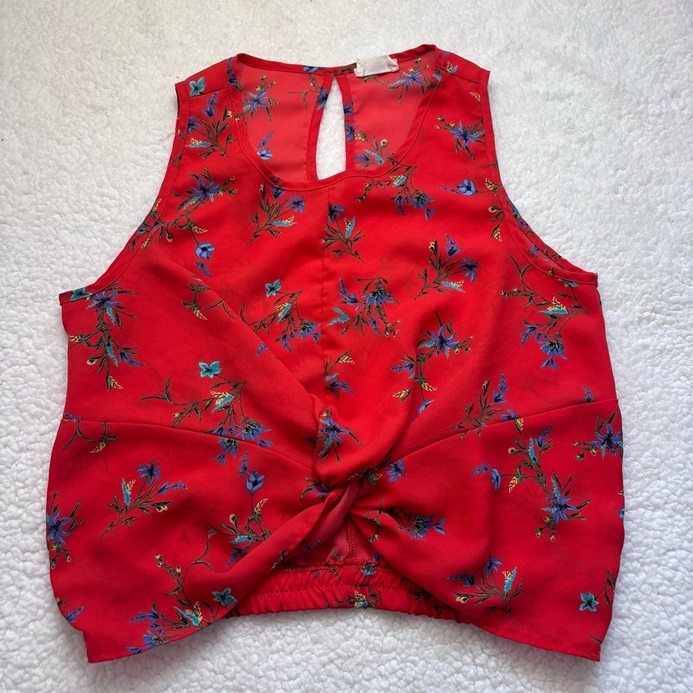 Sienna Sky Red Floral Twist-Front Blouse